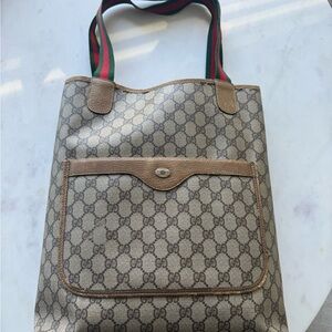 Vintage Gucci Sherry Line Guccissima Monogram Leather Tote Shoulder Bag